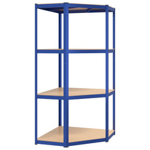 Hoekrek 4-Laags Staal En Bewerkt Hout Blauw 1 75 x 75 x 160 cm