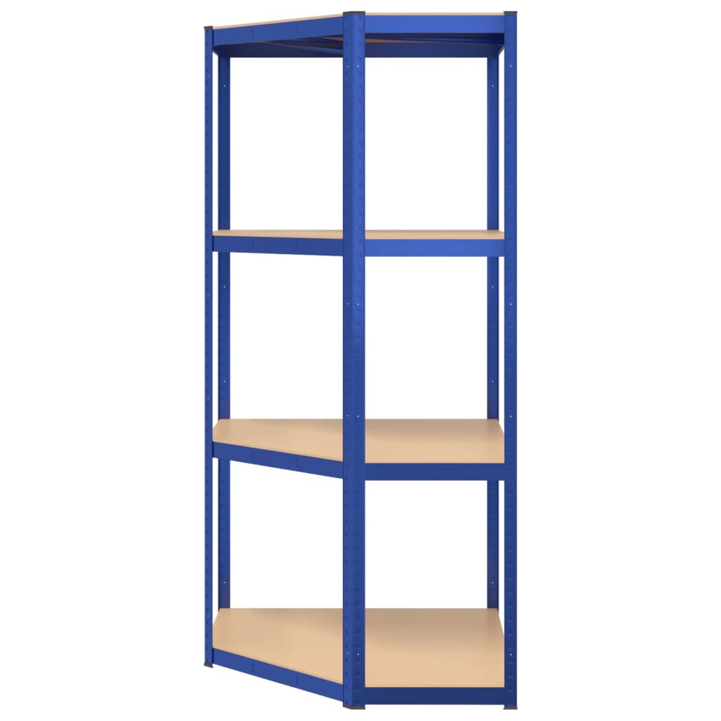 Hoekrek 4-Laags Staal En Bewerkt Hout Blauw 1 75 x 75 x 160 cm