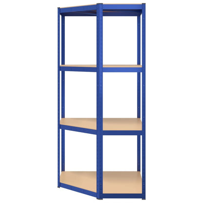Hoekrek 4-Laags Staal En Bewerkt Hout Blauw 1 75 x 75 x 160 cm