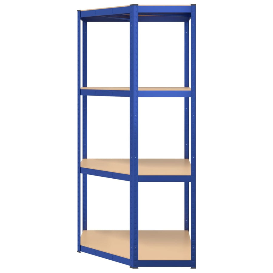 Hoekrek 4-Laags Staal En Bewerkt Hout Blauw 1 75 x 75 x 160 cm