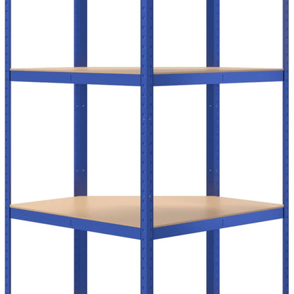 Hoekrek 4-Laags Staal En Bewerkt Hout Blauw 1 75 x 75 x 160 cm
