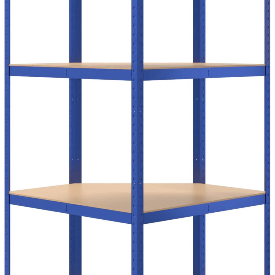Hoekrek 4-Laags Staal En Bewerkt Hout Blauw 1 75 x 75 x 160 cm