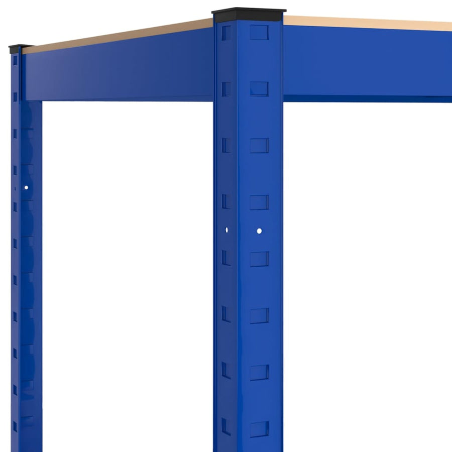 Hoekrek 4-Laags Staal En Bewerkt Hout Blauw 1 75 x 75 x 160 cm