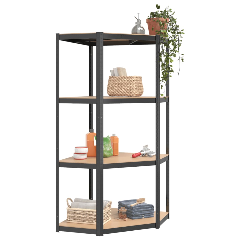 Opbergrek 4-Laags Staal En Bewerkt Hout Kleurig Antraciet 1 75 x 75 x 160 cm