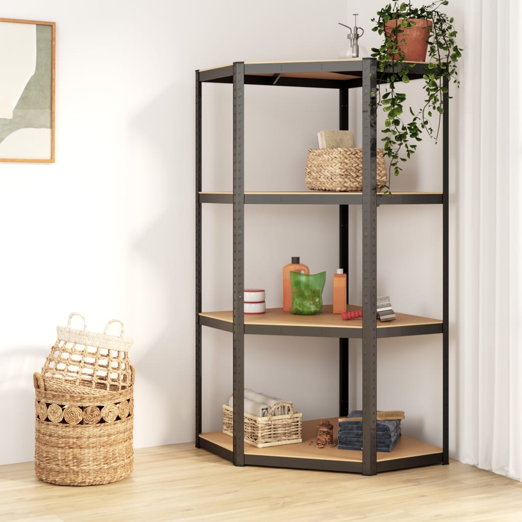 Opbergrek 4-Laags Staal En Bewerkt Hout Kleurig Antraciet 1 75 x 75 x 160 cm