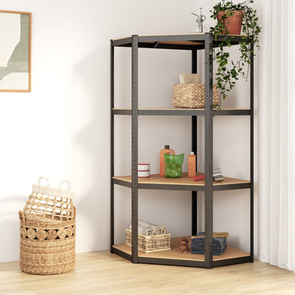 Opbergrek 4-Laags Staal En Bewerkt Hout Kleurig Antraciet 1 75 x 75 x 160 cm