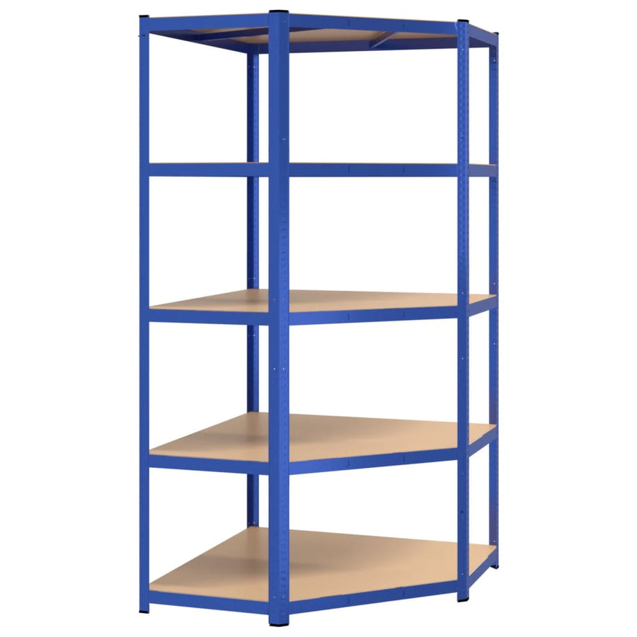 Hoekrek 5-Laags Staal & Bewerkt Hout Antracietkleurig Blauw 1 90 x 90 x 180 cm
