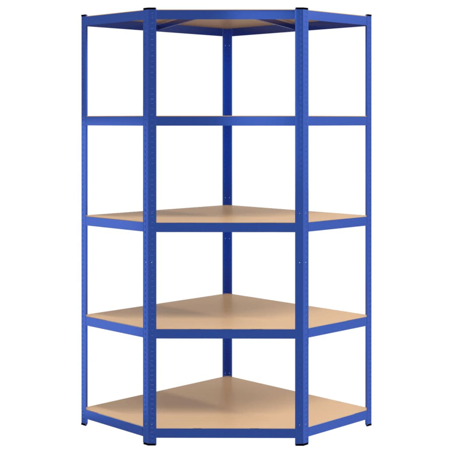 Hoekrek 5-Laags Staal & Bewerkt Hout Antracietkleurig Blauw 1 90 x 90 x 180 cm