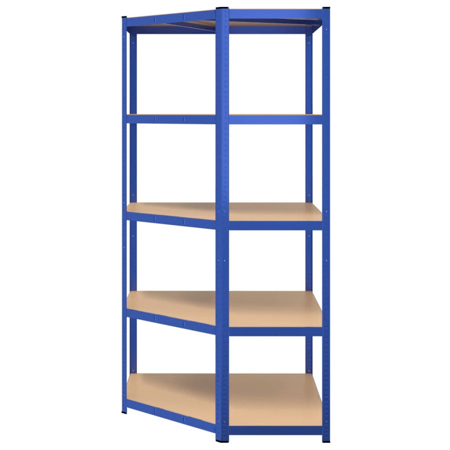 Hoekrek 5-Laags Staal & Bewerkt Hout Antracietkleurig Blauw 1 90 x 90 x 180 cm