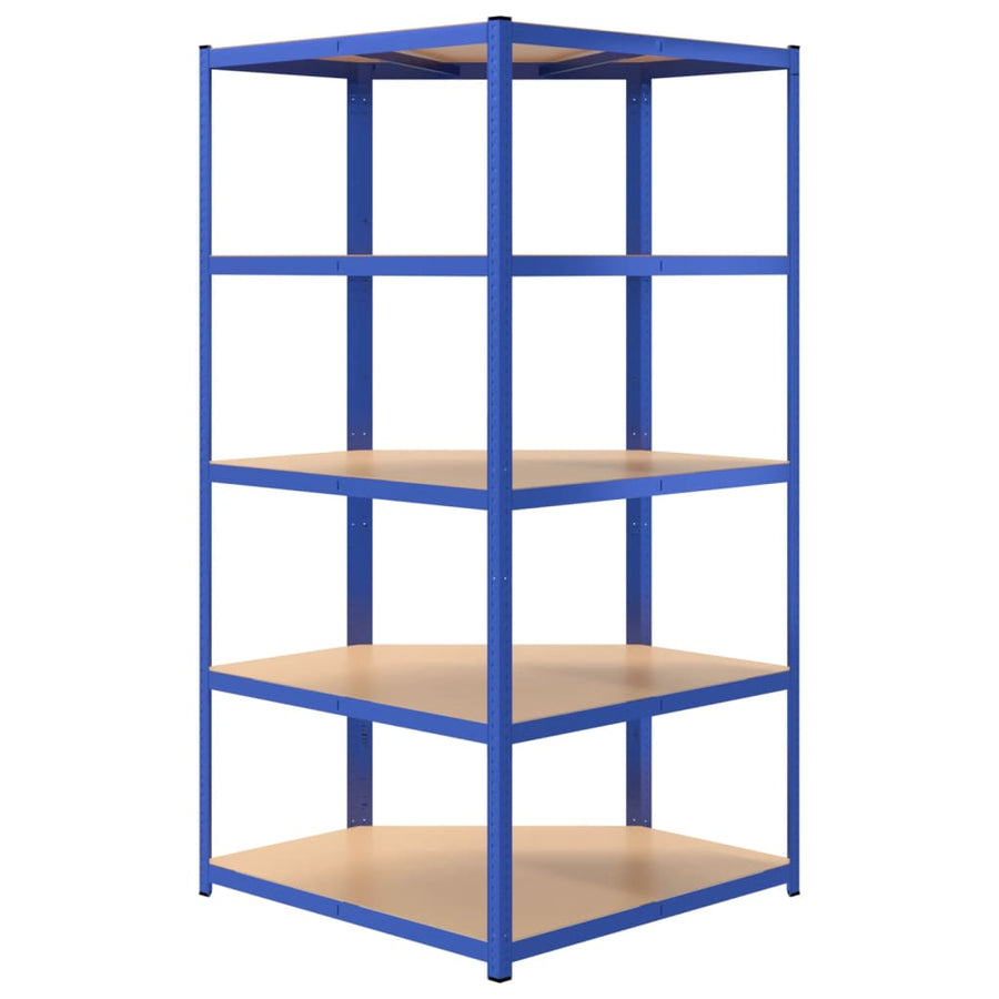 Hoekrek 5-Laags Staal & Bewerkt Hout Antracietkleurig Blauw 1 90 x 90 x 180 cm