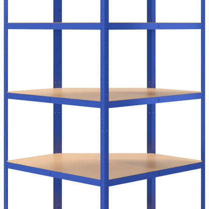 Hoekrek 5-Laags Staal & Bewerkt Hout Antracietkleurig Blauw 1 90 x 90 x 180 cm