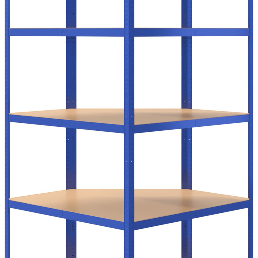 Hoekrek 5-Laags Staal & Bewerkt Hout Antracietkleurig Blauw 1 90 x 90 x 180 cm