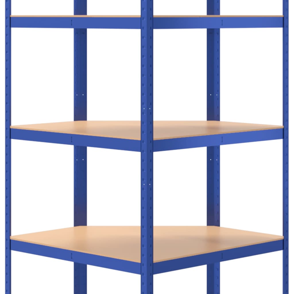 Hoekrek 5-Laags Staal En Bewerkt Hout Blauw 1 75 x 75 x 180 cm