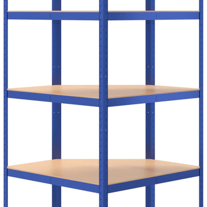 Hoekrek 5-Laags Staal En Bewerkt Hout Blauw 1 75 x 75 x 180 cm