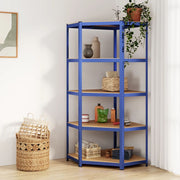 Hoekrek 5-laags staal bewerkt hout blauw 75x75x180 cm