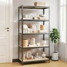 Opbergrek 5-laags staal bewerkt hout 90x45x180 cm grijs