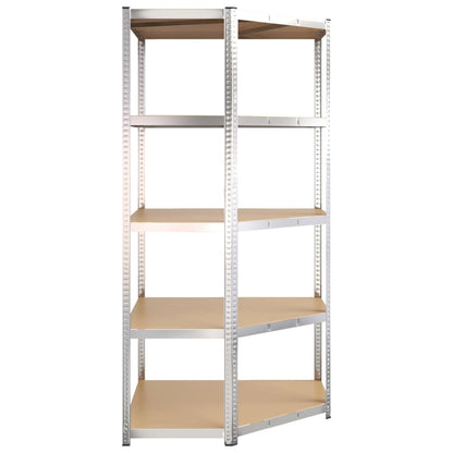 Hoekrek Robuust 5-Laags Staal En Bewerkt Hout Kleurig Zilver 1 90(45) x 90(45) x 180 cm