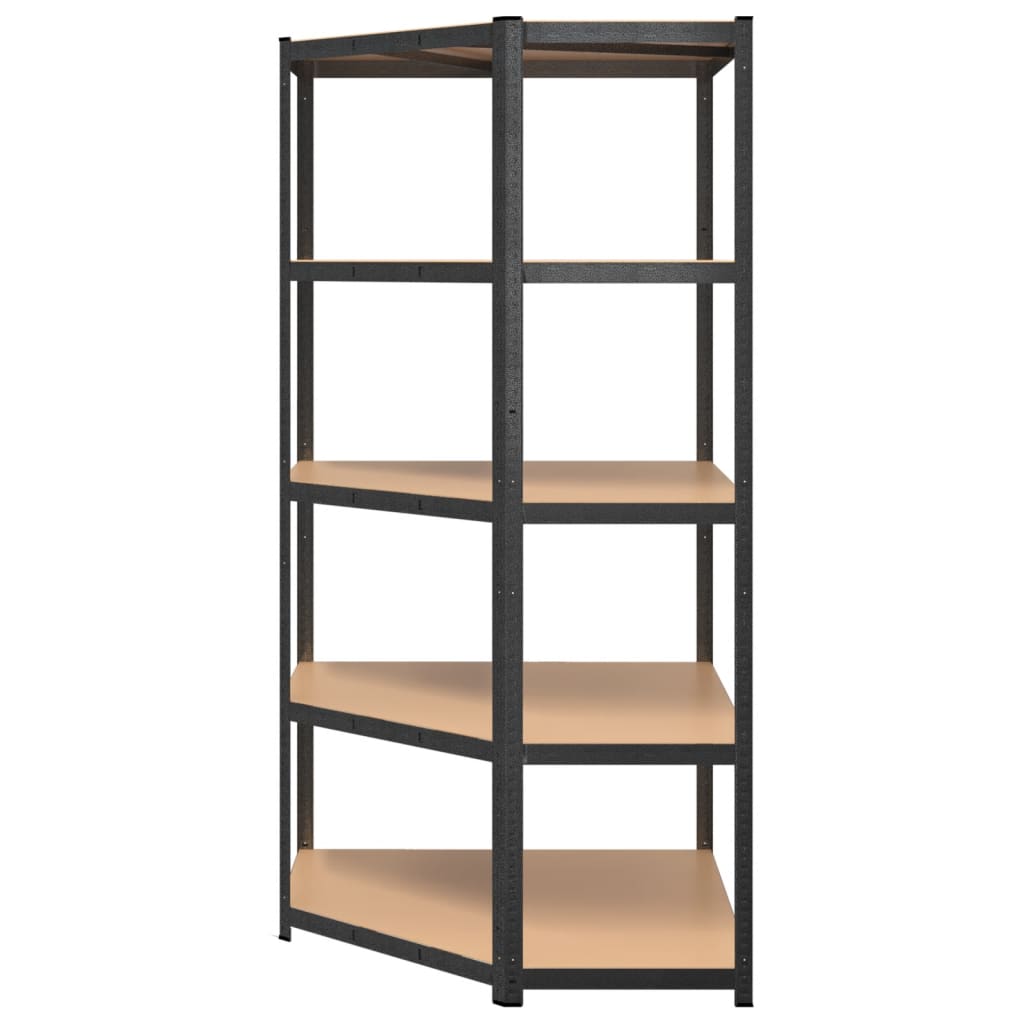 Hoekrek Robuust 5-Laags Staal En Bewerkt Hout Grijs 1 90 x 90 x 180 cm