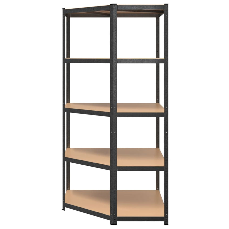 Hoekrek Robuust 5-Laags Staal En Bewerkt Hout Grijs 1 90 x 90 x 180 cm