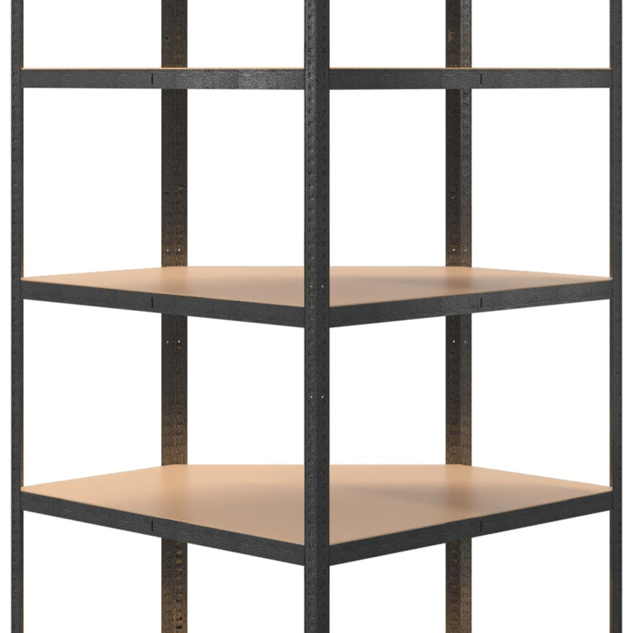 Hoekrek Robuust 5-Laags Staal En Bewerkt Hout Grijs 1 90 x 90 x 180 cm