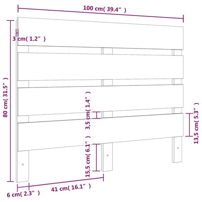 Hoofdbord 100x3x80 cm massief grenenhout wit
