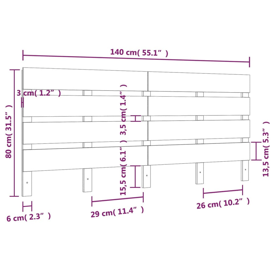 Hoofdbord 40X3X80 Cm Massief Grenenhout 140 x 80 cm Wit