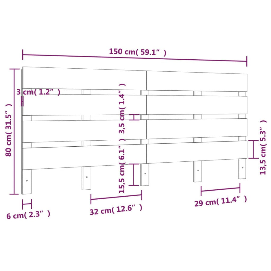 Hoofdbord 50X3X80 Cm Massief Grenenhout 150 x 80 cm Naturel