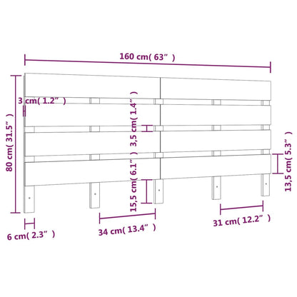 Hoofdbord 60X3X80 Cm Massief Grenenhout 160 x 80 cm Wit