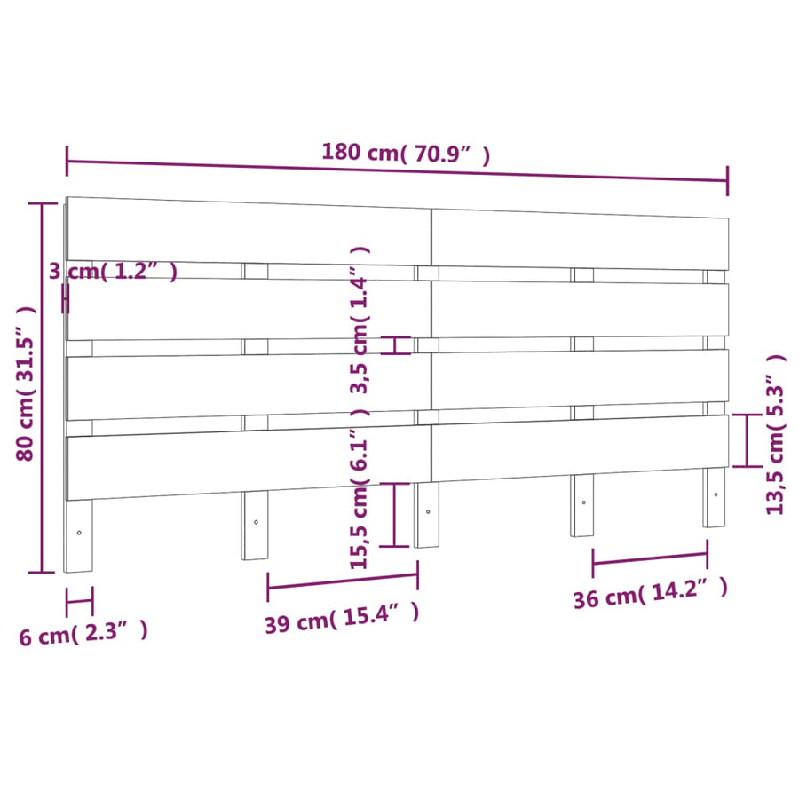 Hoofdbord 80X3X80 Cm Massief Grenenhout 180 x 80 cm Naturel