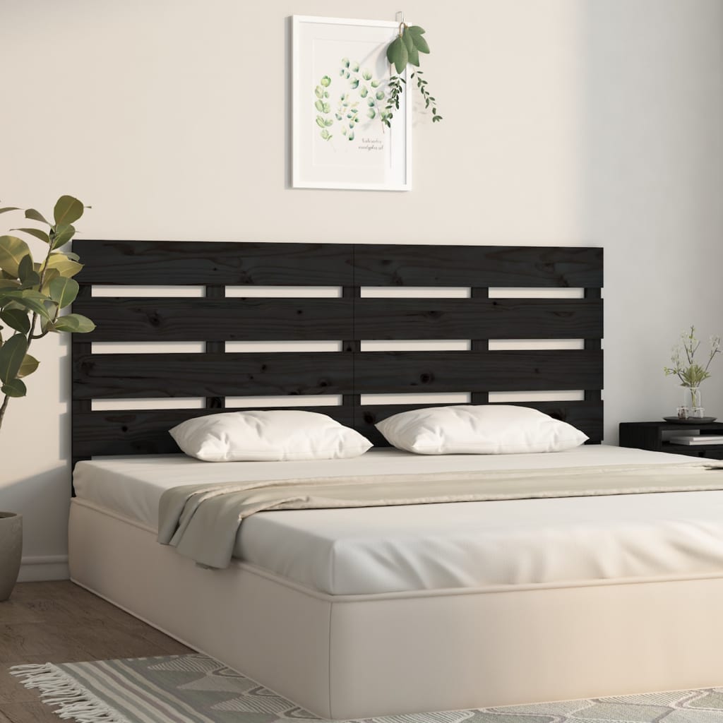 Hoofdbord 180x3x80 cm massief grenenhout zwart