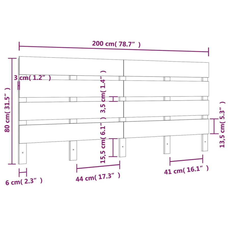 Hoofdbord 200X3X80 Cm Massief Grenenhout 200 x 80 cm Naturel
