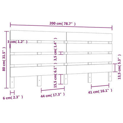 Hoofdbord 200X3X80 Cm Massief Grenenhout 200 x 80 cm Wit