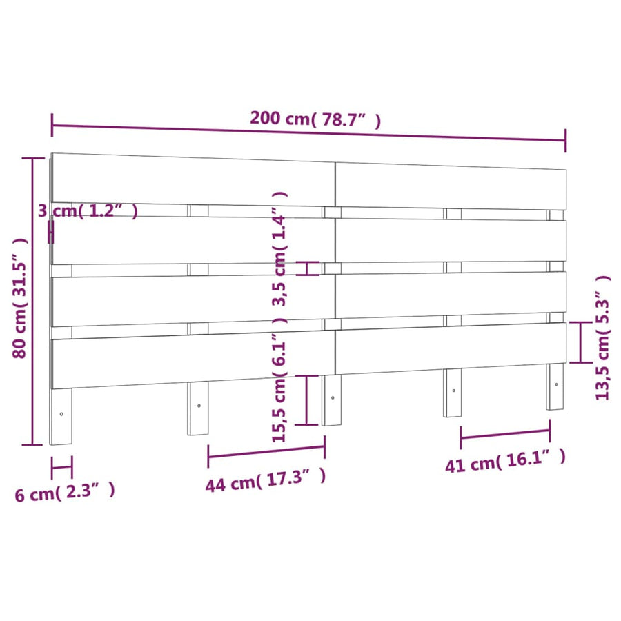 Hoofdbord 200X3X80 Cm Massief Grenenhout 200 x 80 cm Wit