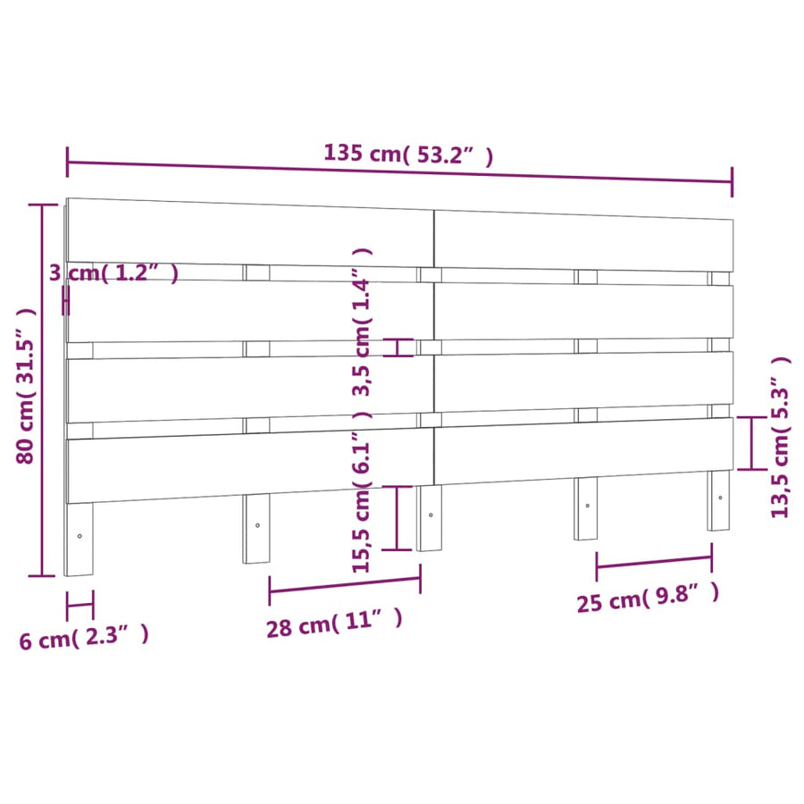 Hoofdbord 35X3X80 Cm Massief Grenenhout 135 x 80 cm Naturel