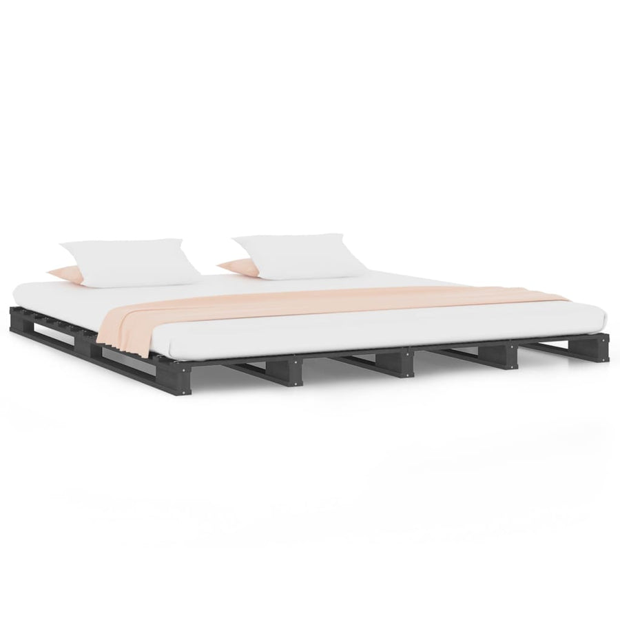 Palletbed Massief Grenenhout 120 x 200 cm Grijs