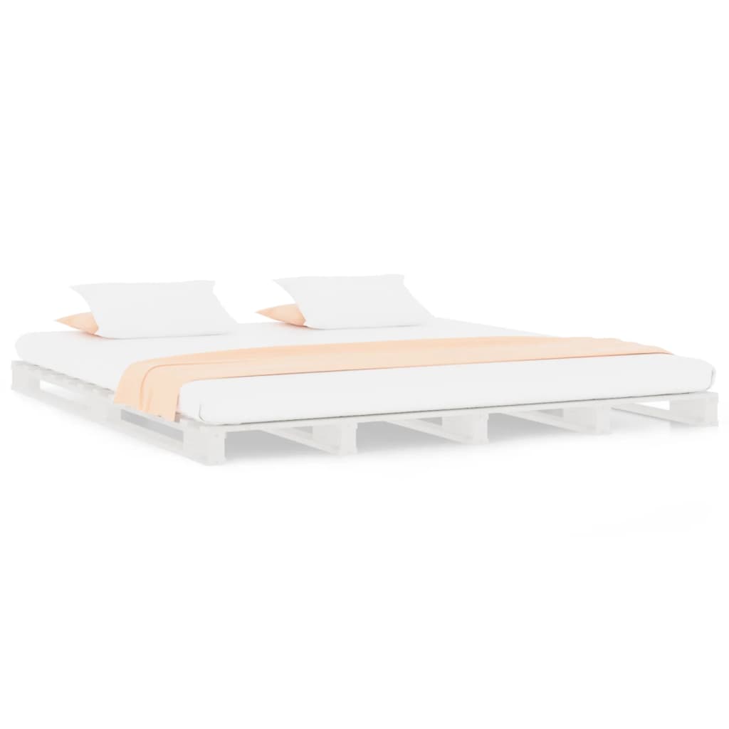 Palletbed Massief Grenenhout 140 x 200 cm Wit