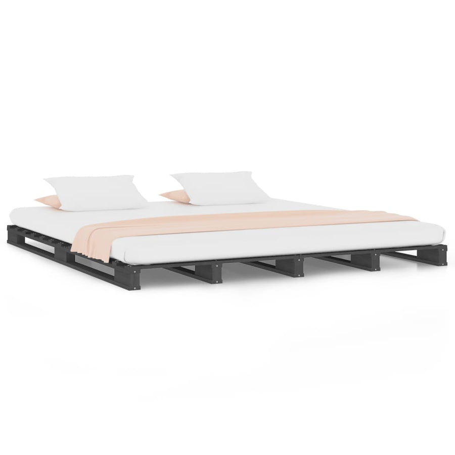 Palletbed Massief Grenenhout 5Ft King Size 150 x 200 cm Grijs