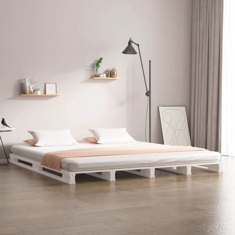 Palletbed Massief Hout 180 x 200 cm Wit