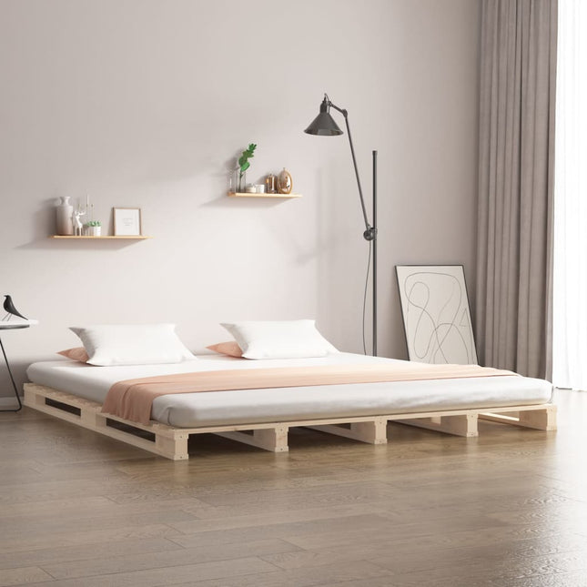 Palletbed Massief Grenenhout 200 x 200 cm Naturel