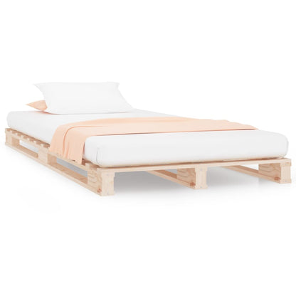 Palletbed Massief Grenenhout Wit 75 x 190 cm Naturel