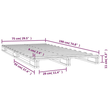 Palletbed Massief Grenenhout Wit 75 x 190 cm Naturel