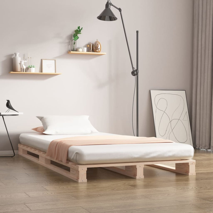 Palletbed Massief Grenenhout Wit 75 x 190 cm Naturel