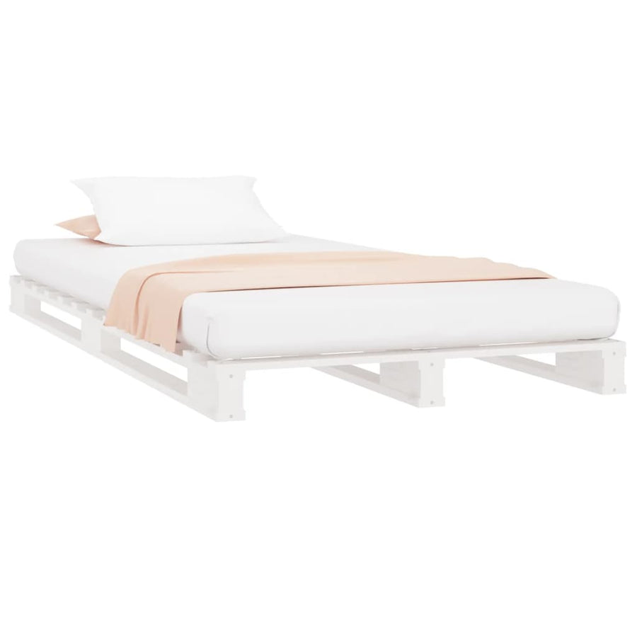 Palletbed Massief Grenenhout 2Ft6 Small Single 75 x 190 cm Wit