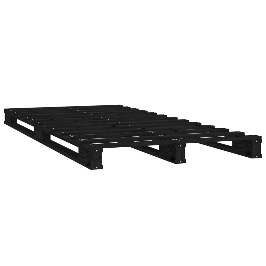 Palletbed Massief Grenenhout 2Ft6 Small Single 75 x 190 cm Zwart
