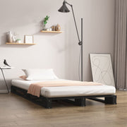 Palletbed 75x190 cm massief grenenhout zwart