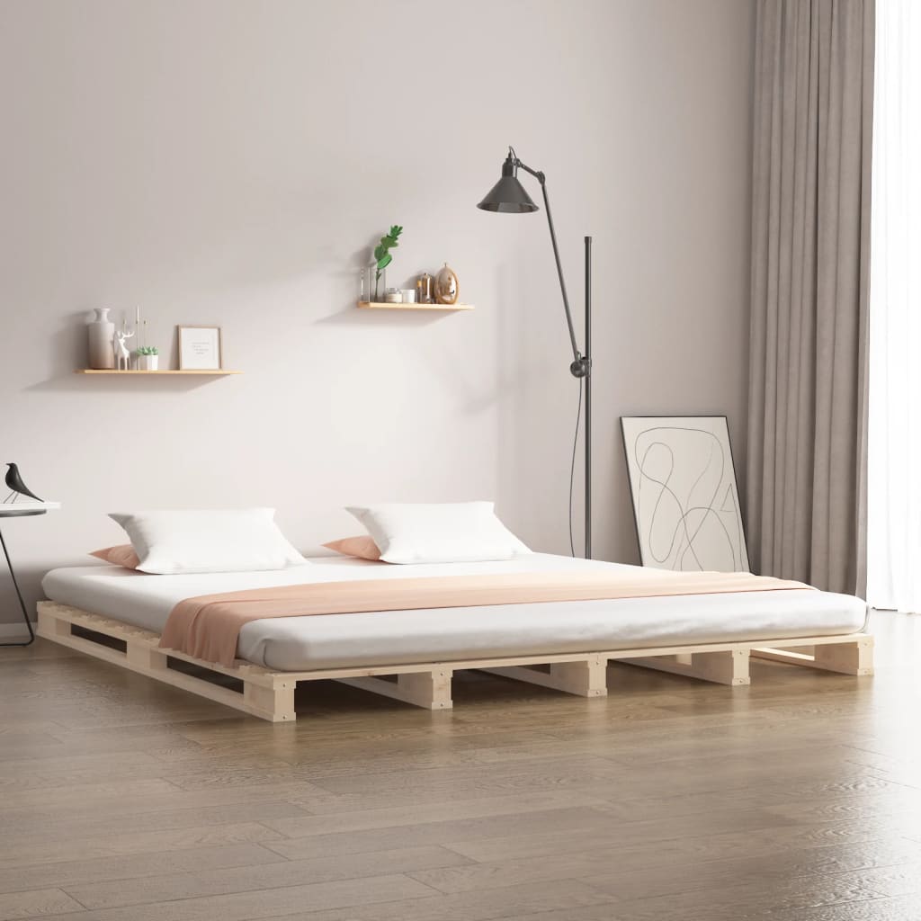 Palletbed Massief Grenenhout 4Ft Small Double 120 x 190 cm Naturel