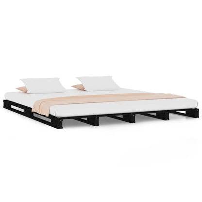 Palletbed Massief Grenenhout 4Ft Small Double 120 x 190 cm Zwart