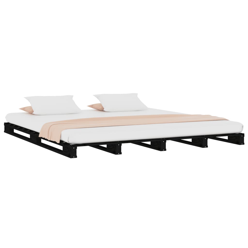 Palletbed Massief Grenenhout 4Ft Small Double 120 x 190 cm Zwart