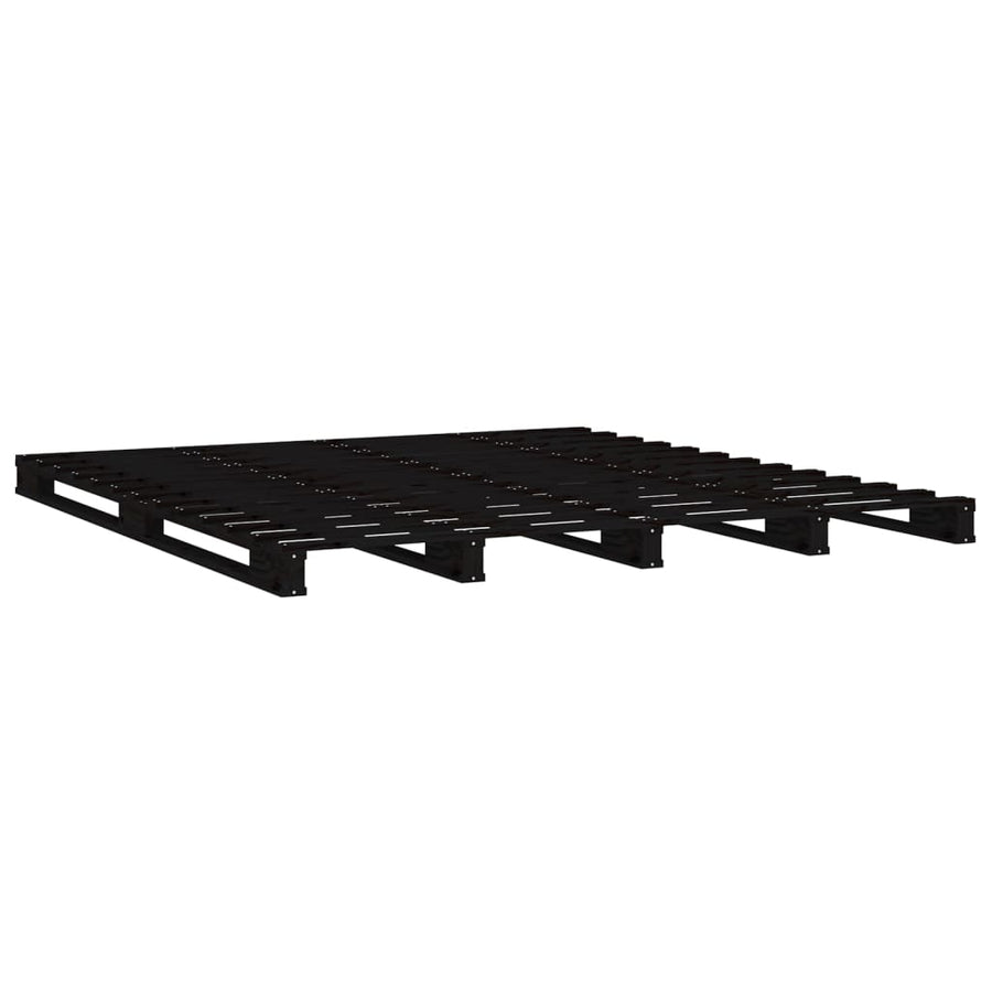 Palletbed Massief Grenenhout 4Ft Small Double 120 x 190 cm Zwart