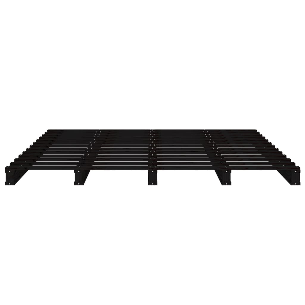 Palletbed Massief Grenenhout 4Ft Small Double 120 x 190 cm Zwart
